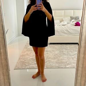 Zara cape sleeve black party dress
